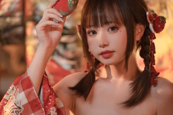    爆机少女喵小吉-12月T3-灼灼其华：日式和风私房，红色浴衣与白色丝袜的绝美碰撞，极致诱惑写真第81张图片
