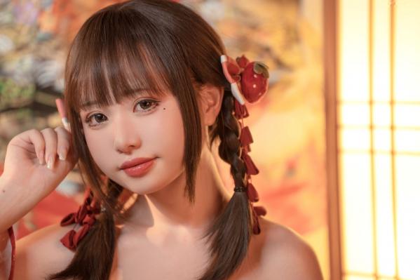    爆机少女喵小吉-12月T3-灼灼其华：日式和风私房，红色浴衣与白色丝袜的绝美碰撞，极致诱惑写真第83张图片