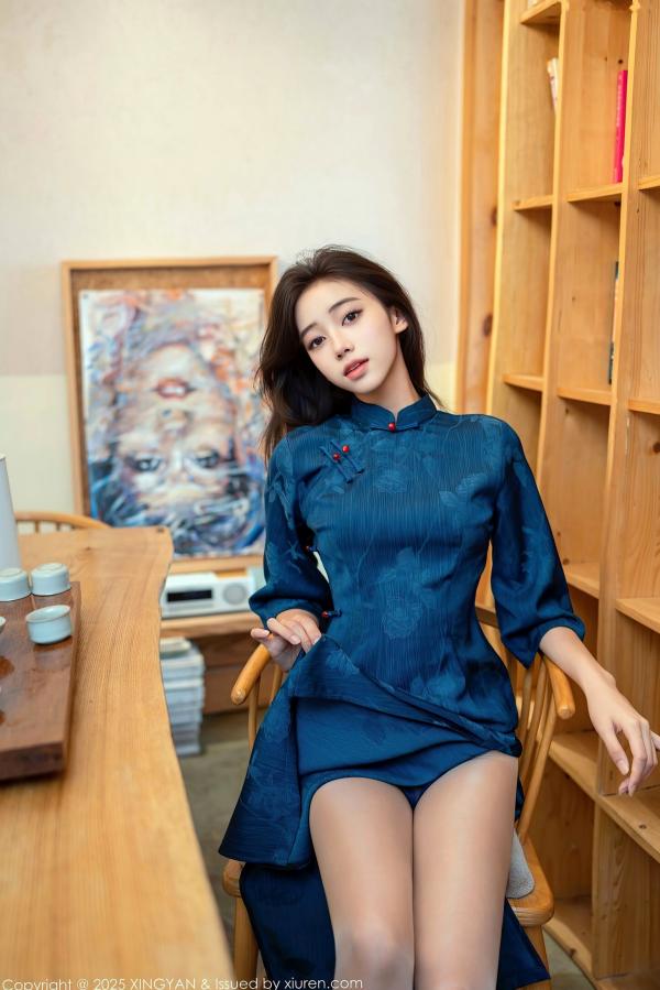 时安安Camellia 时安安  XingYan星颜社-390-时安安-书房私房写真-黑色内衣挑战极品曲线-极致诱惑第3张图片