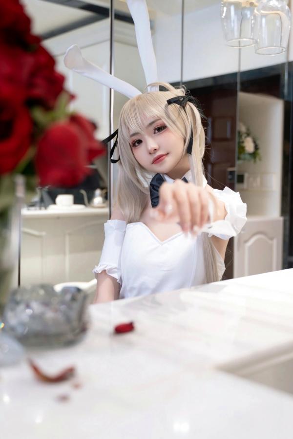    爆机少女喵小吉-缘之空春日野穹兔女郎COS私房写真，清纯金发与肉感黑丝的极致诱惑碰撞第3张图片