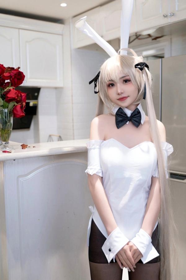   爆机少女喵小吉-缘之空春日野穹兔女郎COS私房写真，清纯金发与肉感黑丝的极致诱惑碰撞第6张图片