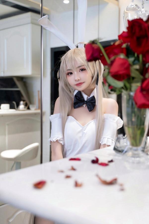    爆机少女喵小吉-缘之空春日野穹兔女郎COS私房写真，清纯金发与肉感黑丝的极致诱惑碰撞第8张图片