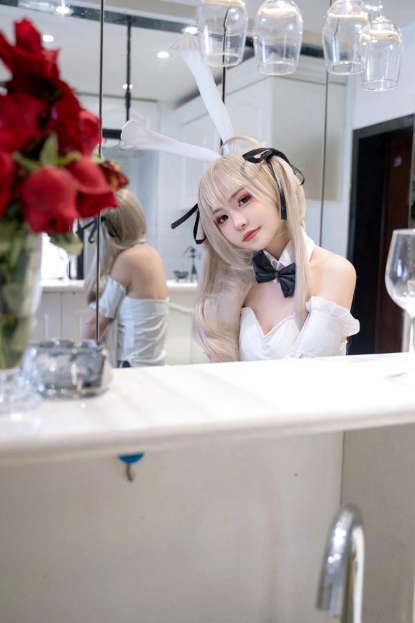    爆机少女喵小吉-缘之空春日野穹兔女郎COS私房写真，清纯金发与肉感黑丝的极致诱惑碰撞第17张图片