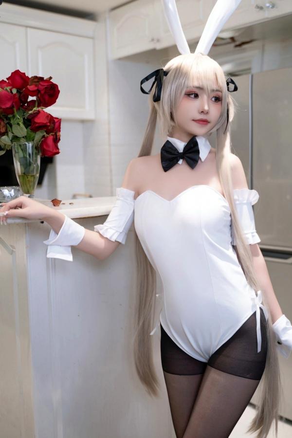   爆机少女喵小吉-缘之空春日野穹兔女郎COS私房写真，清纯金发与肉感黑丝的极致诱惑碰撞第28张图片