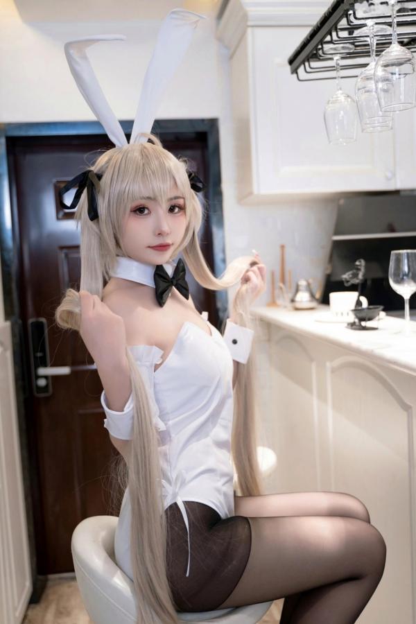    爆机少女喵小吉-缘之空春日野穹兔女郎COS私房写真，清纯金发与肉感黑丝的极致诱惑碰撞第31张图片