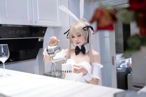    爆机少女喵小吉-缘之空春日野穹兔女郎COS私房写真，清纯金发与肉感黑丝的极致诱惑碰撞第39张图片