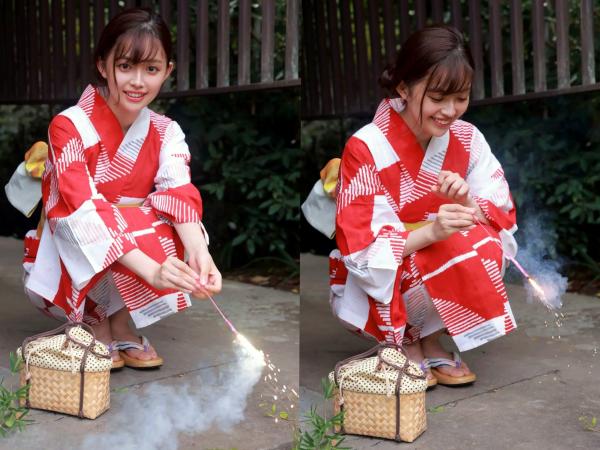    森日菜美 - PROTO STAR，身穿红白和服浴衣温婉动人，户外碎花裙装扮清新自然，展现治愈系灿烂笑容，元气满满的青春美少女写真合集第60张图片
