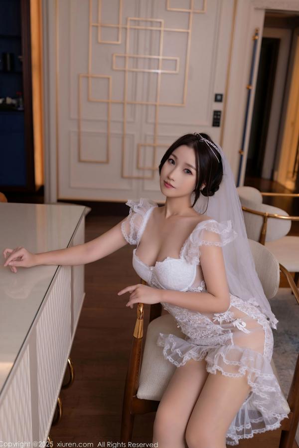   XiuRen秀人网-10006-杏子Yada-纯欲白色蕾丝新娘装 奢华豪宅室内私房写真诱惑合集第27张图片