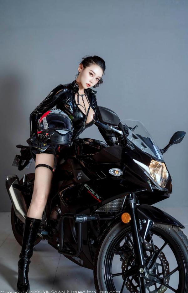    XingYan星颜社-378-清妙：酷飒机车女模，黑皮衣绑带内衣秀极致曲线，冷艳性感视觉大片第1张图片