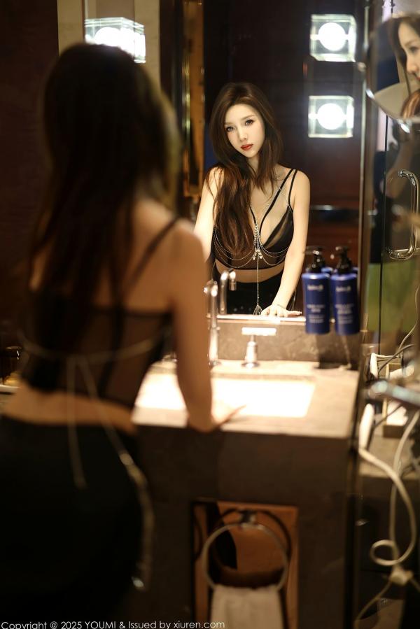    YouMi尤蜜荟-1156-桃桃·夭夭twins：奢华私房黑色内衣写真，璀璨身体链打造高级性感诱惑第12张图片