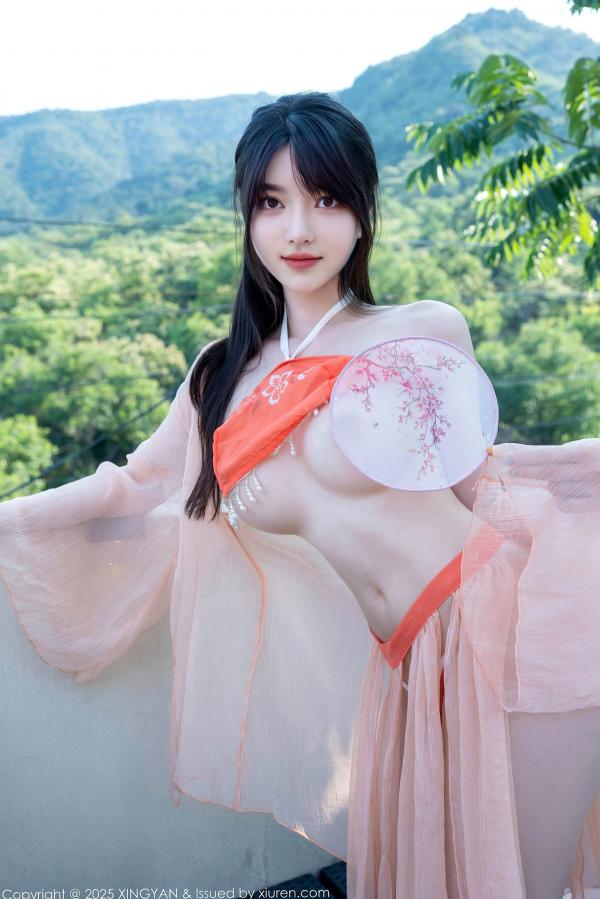   XingYan星颜社-369-白露lulu-古风淡粉纱裙桔色肚兜-性感御姐古典私房诱惑美腿写真-2025.07.15第22张图片