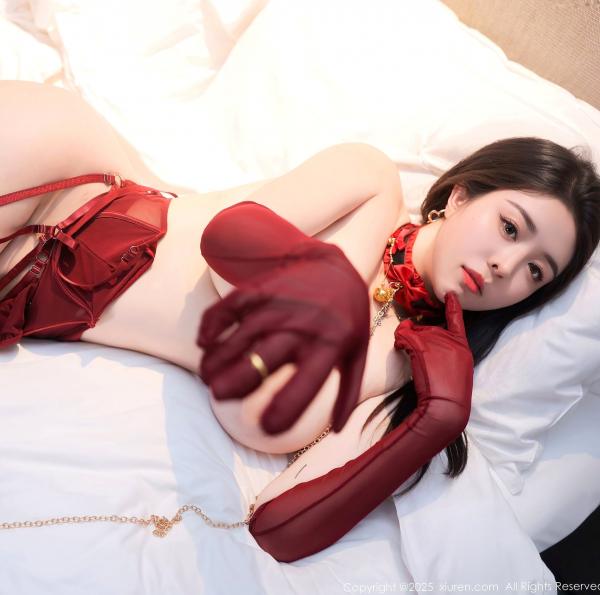    XiuRen秀人网-10003-林若凡F-极致诱惑私房写真，暗红蕾丝内衣搭配风情黑丝，展现傲人火辣身材-2025.03.12第68张图片