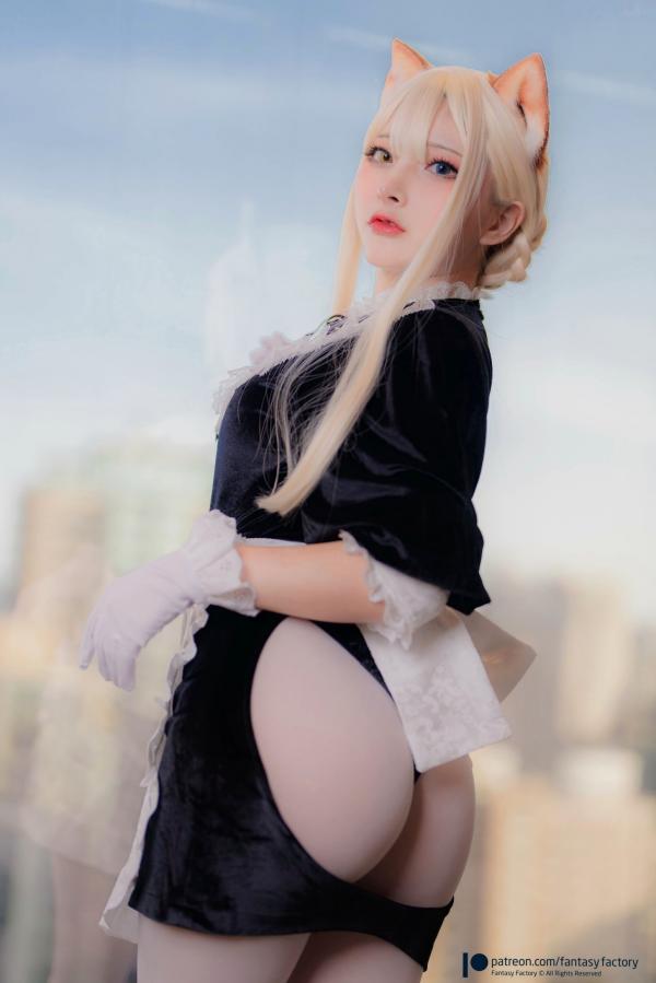    Fantasy-Factory小丁Ding异色瞳猫耳娘cosplay，精致女仆装制服诱惑与性感写真，梦幻窗边唯美私房视觉大片第2张图片