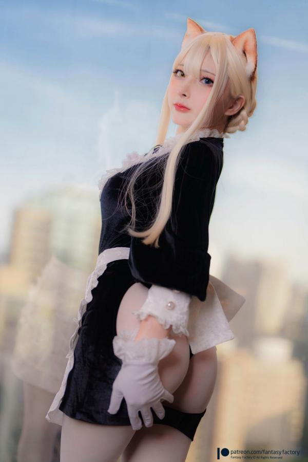    Fantasy-Factory小丁Ding异色瞳猫耳娘cosplay，精致女仆装制服诱惑与性感写真，梦幻窗边唯美私房视觉大片第3张图片