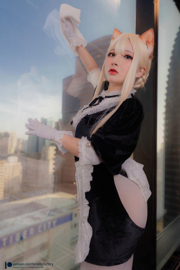    Fantasy-Factory小丁Ding异色瞳猫耳娘cosplay，精致女仆装制服诱惑与性感写真，梦幻窗边唯美私房视觉大片第4张图片