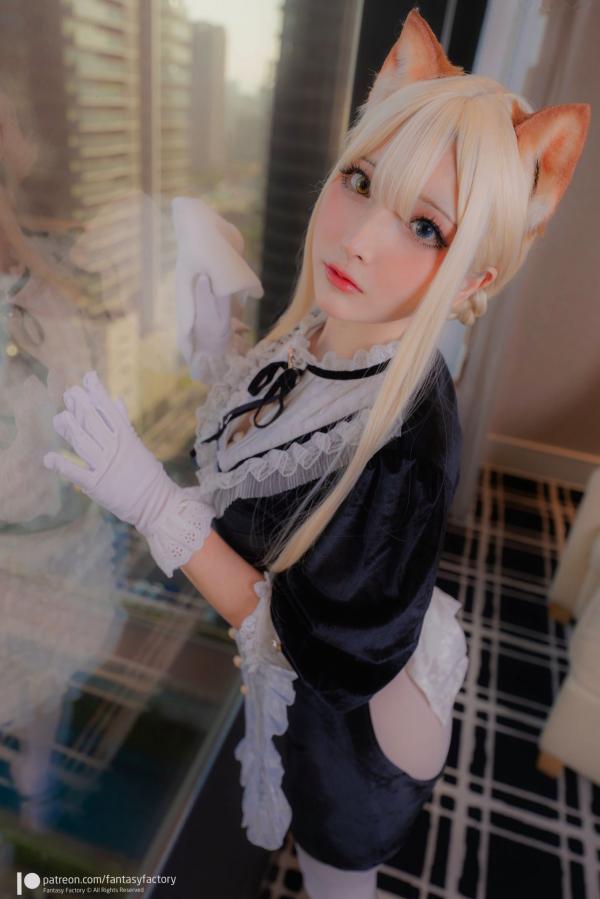    Fantasy-Factory小丁Ding异色瞳猫耳娘cosplay，精致女仆装制服诱惑与性感写真，梦幻窗边唯美私房视觉大片第5张图片