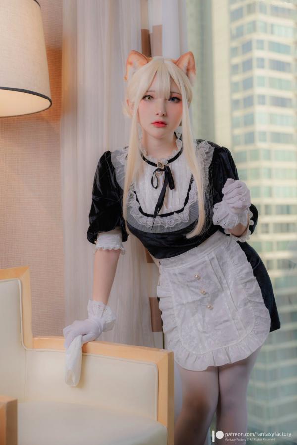    Fantasy-Factory小丁Ding异色瞳猫耳娘cosplay，精致女仆装制服诱惑与性感写真，梦幻窗边唯美私房视觉大片第7张图片