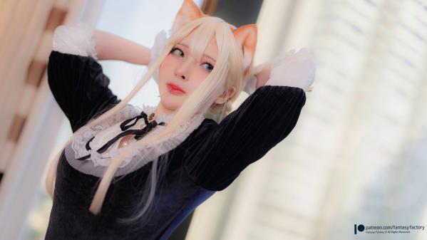    Fantasy-Factory小丁Ding异色瞳猫耳娘cosplay，精致女仆装制服诱惑与性感写真，梦幻窗边唯美私房视觉大片第21张图片