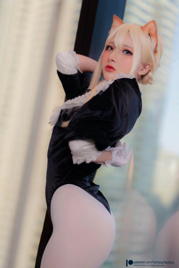   Fantasy-Factory小丁Ding异色瞳猫耳娘cosplay，精致女仆装制服诱惑与性感写真，梦幻窗边唯美私房视觉大片第23张图片