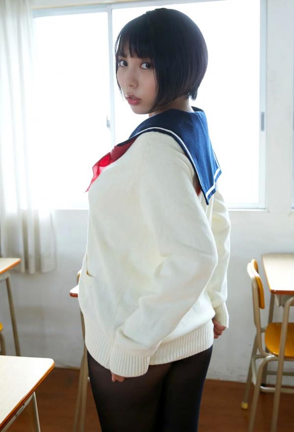    Kaoru Yasui 安位薫 - Delusion after school date 妄想放课后约会，教室主题校服写真，黑丝美腿清纯诱惑，日系少女感十足第29张图片