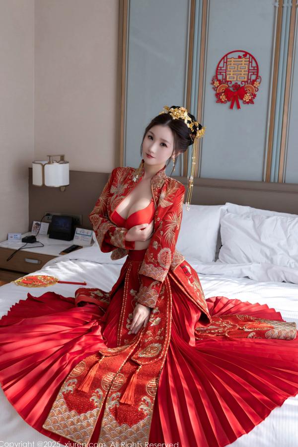    XiuRen秀人网-9811-杏子Yada-中式红衣新娘-性感内衣私房-古典韵味与大胆诱惑-2025.01.24第32张图片