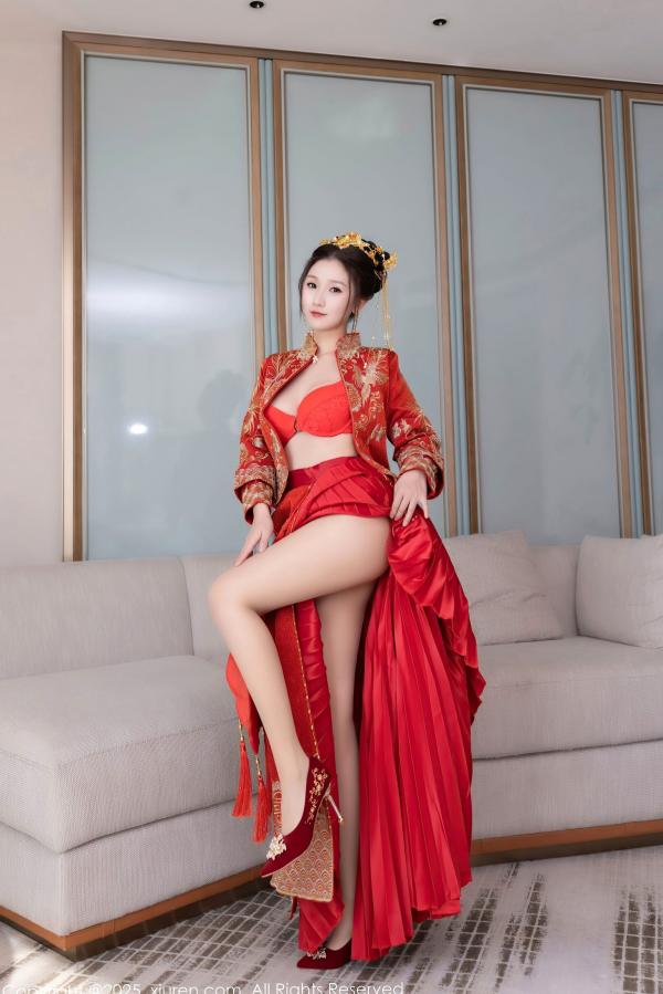    XiuRen秀人网-9811-杏子Yada-中式红衣新娘-性感内衣私房-古典韵味与大胆诱惑-2025.01.24第48张图片