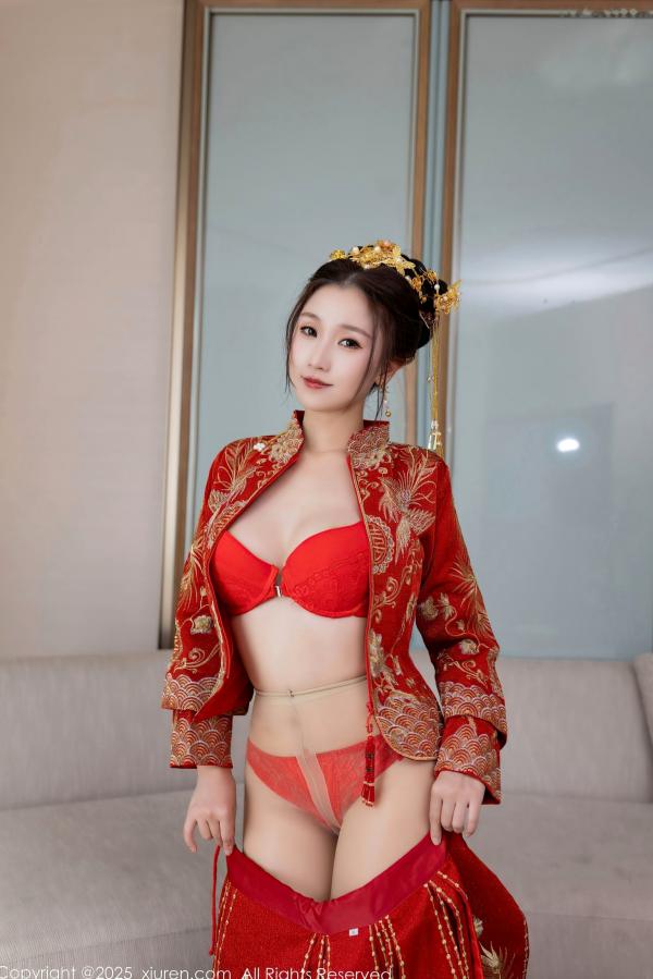    XiuRen秀人网-9811-杏子Yada-中式红衣新娘-性感内衣私房-古典韵味与大胆诱惑-2025.01.24第54张图片