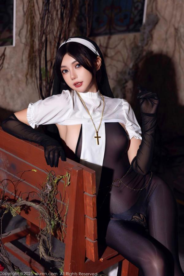    绮里嘉ula-情趣修女制服诱惑，轻透黑纱连体私房摄影，绝美大尺度视觉盛宴-秀人网9774第12张图片