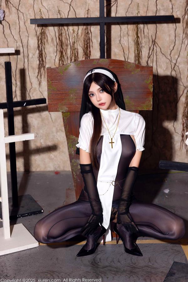    绮里嘉ula-情趣修女制服诱惑，轻透黑纱连体私房摄影，绝美大尺度视觉盛宴-秀人网9774第29张图片