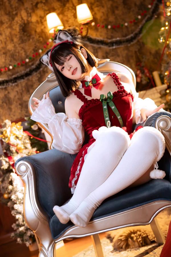    屿鱼 - 圣诞节限定cosplay，化身梦幻兽耳甜心，演绎极致诱惑与节日氛围感第11张图片