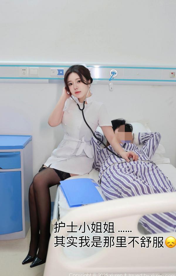    XiuRen秀人网9745-小薯条nienie-医院病房护士角色扮演，极致诱惑黑蕾丝内衣黑丝美腿，大尺度剧情套图第4张图片