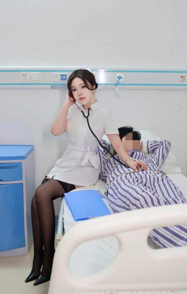    XiuRen秀人网9745-小薯条nienie-医院病房护士角色扮演，极致诱惑黑蕾丝内衣黑丝美腿，大尺度剧情套图第17张图片