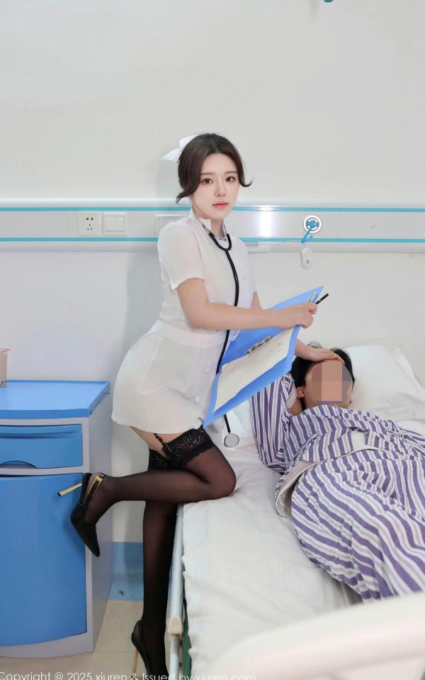    XiuRen秀人网9745-小薯条nienie-医院病房护士角色扮演，极致诱惑黑蕾丝内衣黑丝美腿，大尺度剧情套图第18张图片