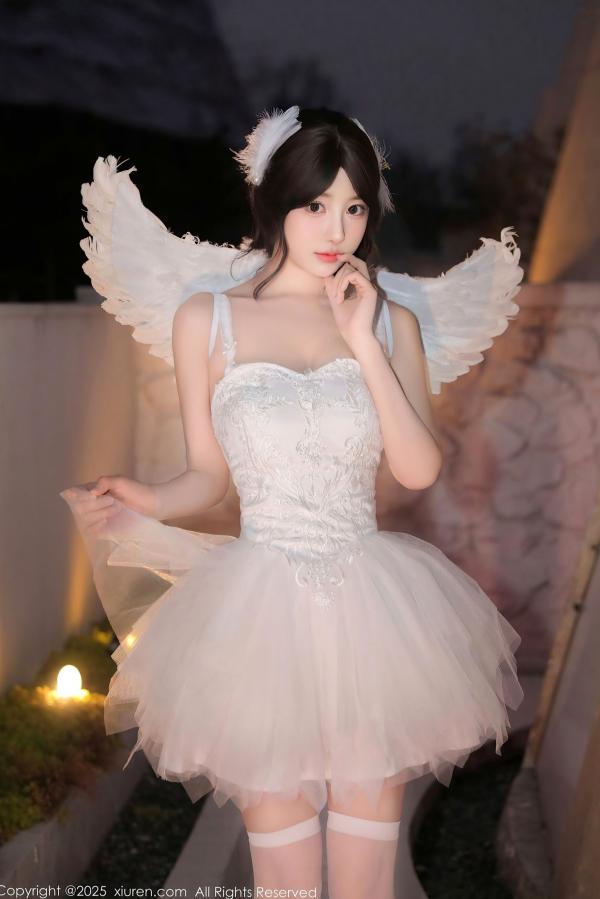    XiuRen秀人网-9742-桃妖夭-白色天使短纱裙白丝爆乳萝莉-2025.01.10第5张图片