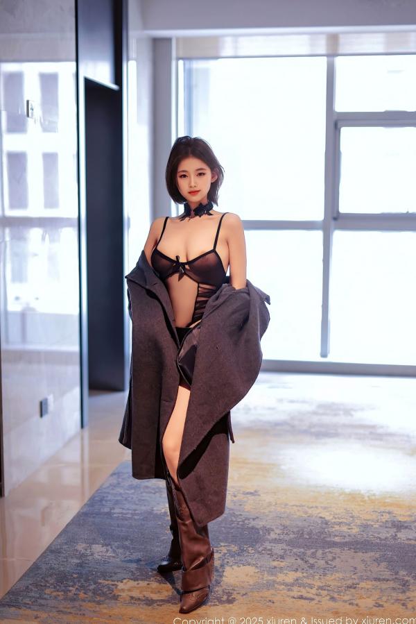    XiuRen秀人网-9727-小橘子orange-短发少女黑色轻透情趣内衣-2025.01.08第2张图片