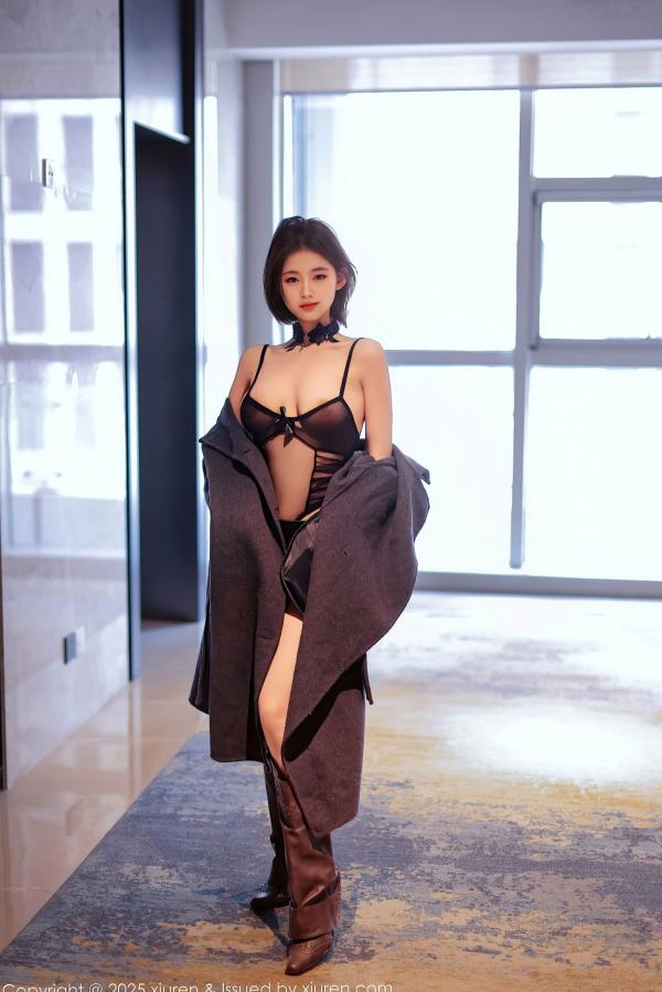    XiuRen秀人网-9727-小橘子orange-短发少女黑色轻透情趣内衣-2025.01.08第19张图片