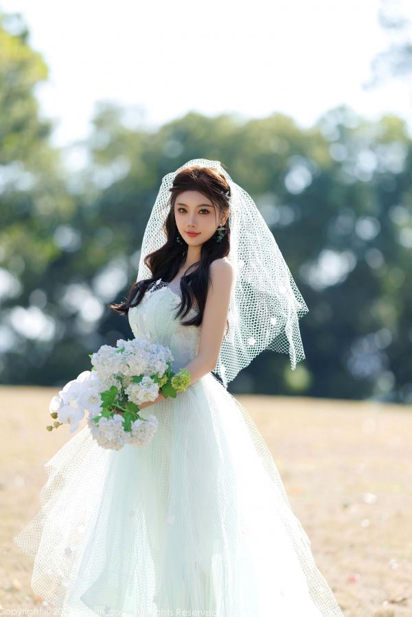 杨晨晨 sugar小甜心CC  秀人网杨晨晨Yome唯美婚纱透视写真，白色蕾丝内衣诱惑，户外与室内私房大尺度摄影第3张图片