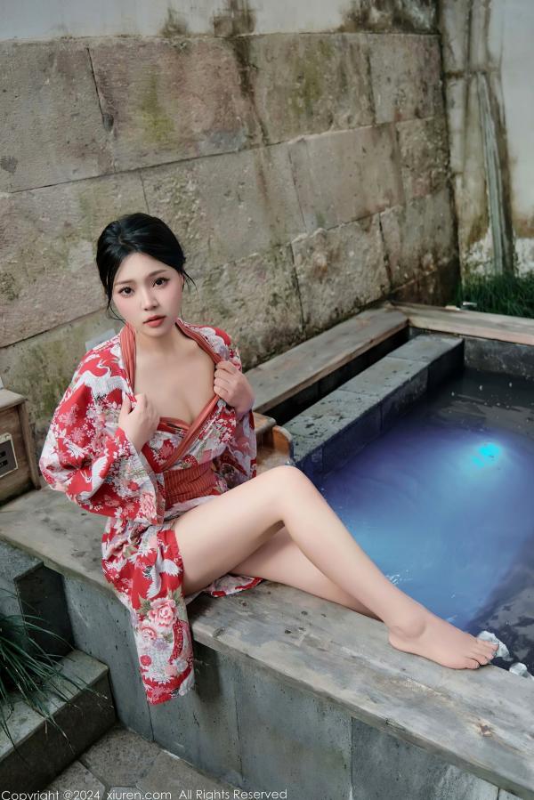    秀人网麦田最新作品：和服温泉湿身诱惑写真，红妆妩媚，极致火辣身材与日式风情的完美演绎，视觉冲击力十足的纯欲温泉盛宴。第17张图片