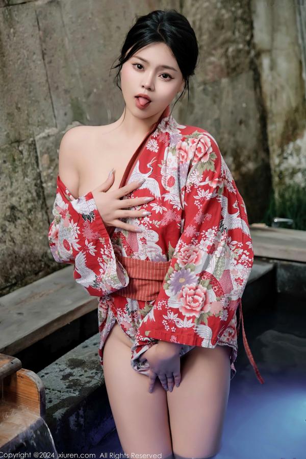    秀人网麦田最新作品：和服温泉湿身诱惑写真，红妆妩媚，极致火辣身材与日式风情的完美演绎，视觉冲击力十足的纯欲温泉盛宴。第25张图片