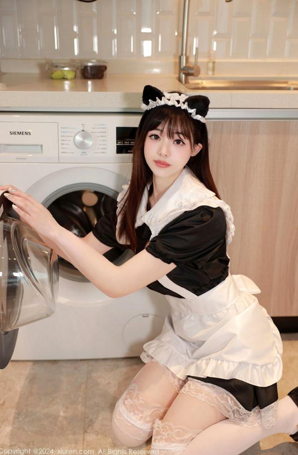    XiuRen秀人网-9686-佘贝拉Bella黑白情趣女仆装，居家角色扮演美腿写真，精致制服诱惑大尺度无圣光第26张图片
