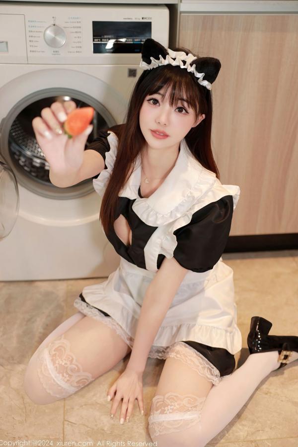    XiuRen秀人网-9686-佘贝拉Bella黑白情趣女仆装，居家角色扮演美腿写真，精致制服诱惑大尺度无圣光第29张图片
