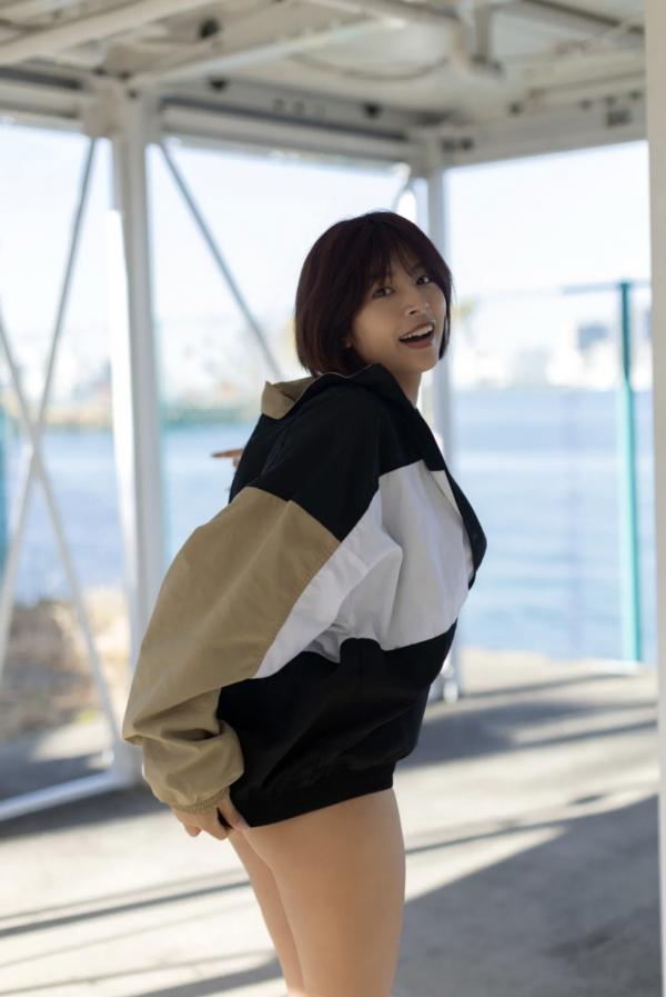    藤井マリー - 砂時計 vol.1：潮流豹纹内衣户外写真，清纯短发混血感女神极致诱惑第2张图片