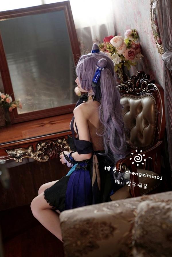    橙子喵酱-Keqing原神刻晴Cosplay私房大尺度写真，纯欲诱惑角色扮演，精致唯美呈现第7张图片