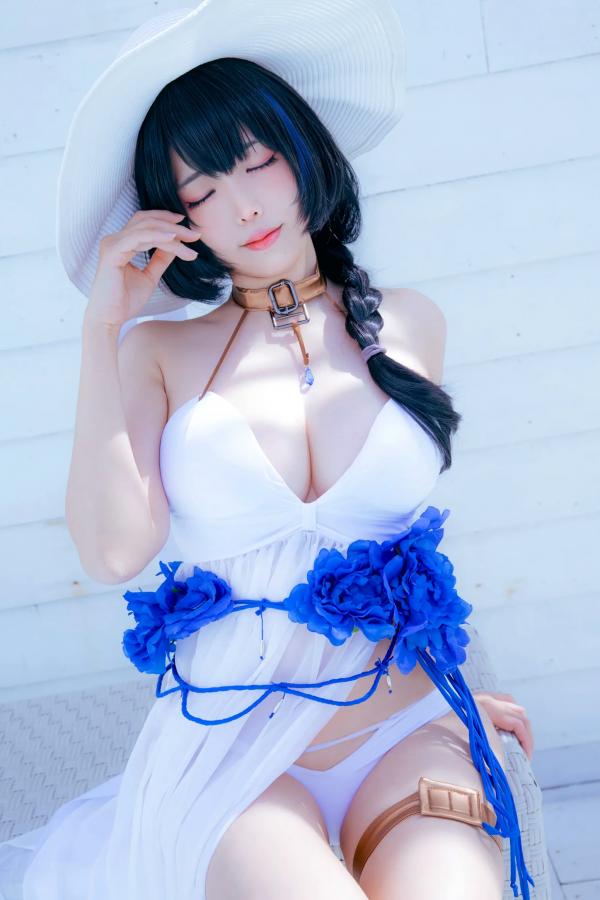    Ely_eee(ElyEE子) Mary Bay海湾女神Cosplay写真，清纯唯美白裙私房，绝美治愈系女神第11张图片