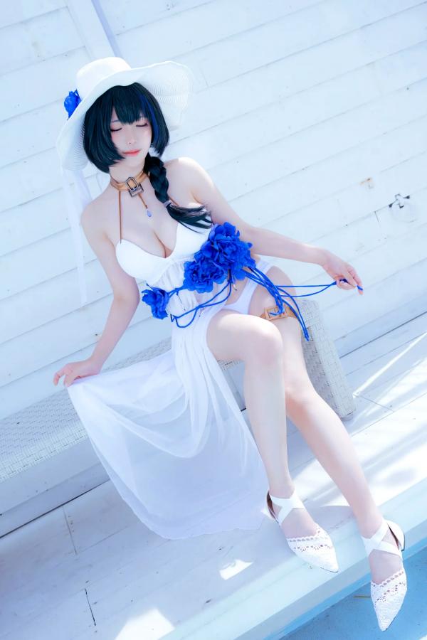    Ely_eee(ElyEE子) Mary Bay海湾女神Cosplay写真，清纯唯美白裙私房，绝美治愈系女神第13张图片