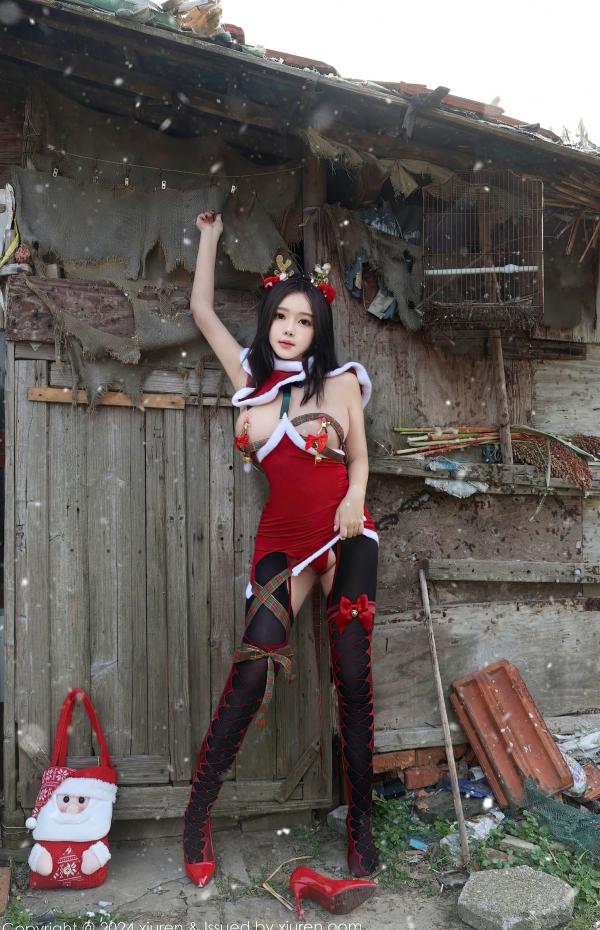    XiuRen秀人网-9630-小薯条nienie-圣诞节情趣制服诱惑，户外雪景下展现极品身材与火辣尺度第28张图片