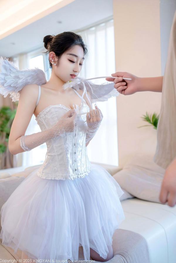    XINGYAN星颜社-324-星冉：轻盈白纱蕾丝芭蕾制服写真，天使羽翼装扮搭配吊带白丝，清纯小仙女演绎极致私房诱惑-2025.03.18第26张图片