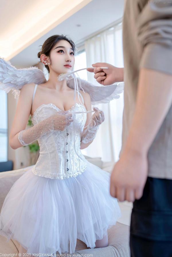    XINGYAN星颜社-324-星冉：轻盈白纱蕾丝芭蕾制服写真，天使羽翼装扮搭配吊带白丝，清纯小仙女演绎极致私房诱惑-2025.03.18第27张图片