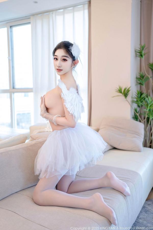    XINGYAN星颜社-324-星冉：轻盈白纱蕾丝芭蕾制服写真，天使羽翼装扮搭配吊带白丝，清纯小仙女演绎极致私房诱惑-2025.03.18第36张图片