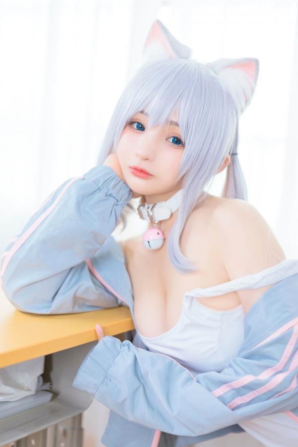    桜井宁宁-036-宁宁喵：元气猫耳少女校园角色扮演，穿连体衣配运动外套的二次元写真第5张图片